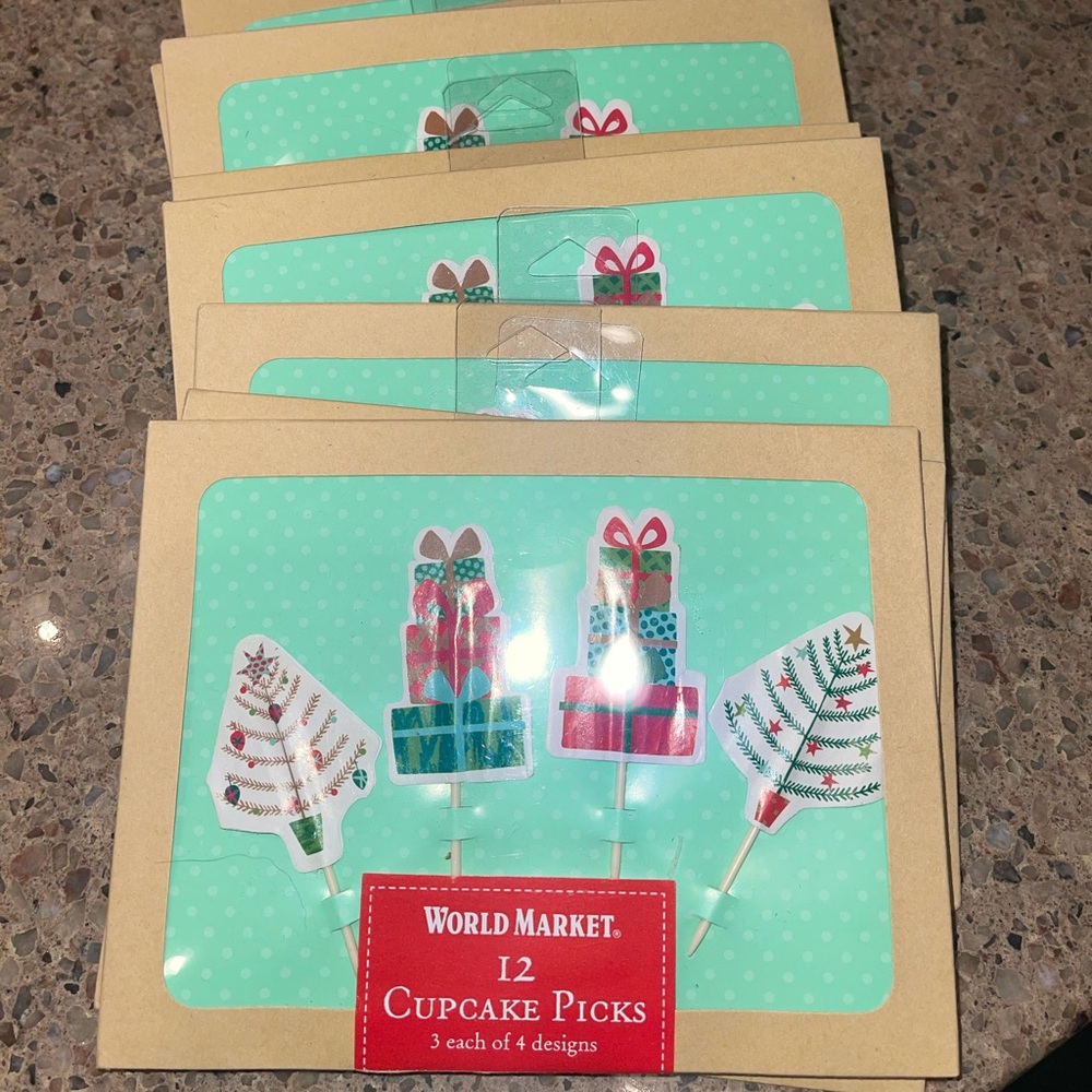 NEW World Market holiday cupcake picks (9 sets)